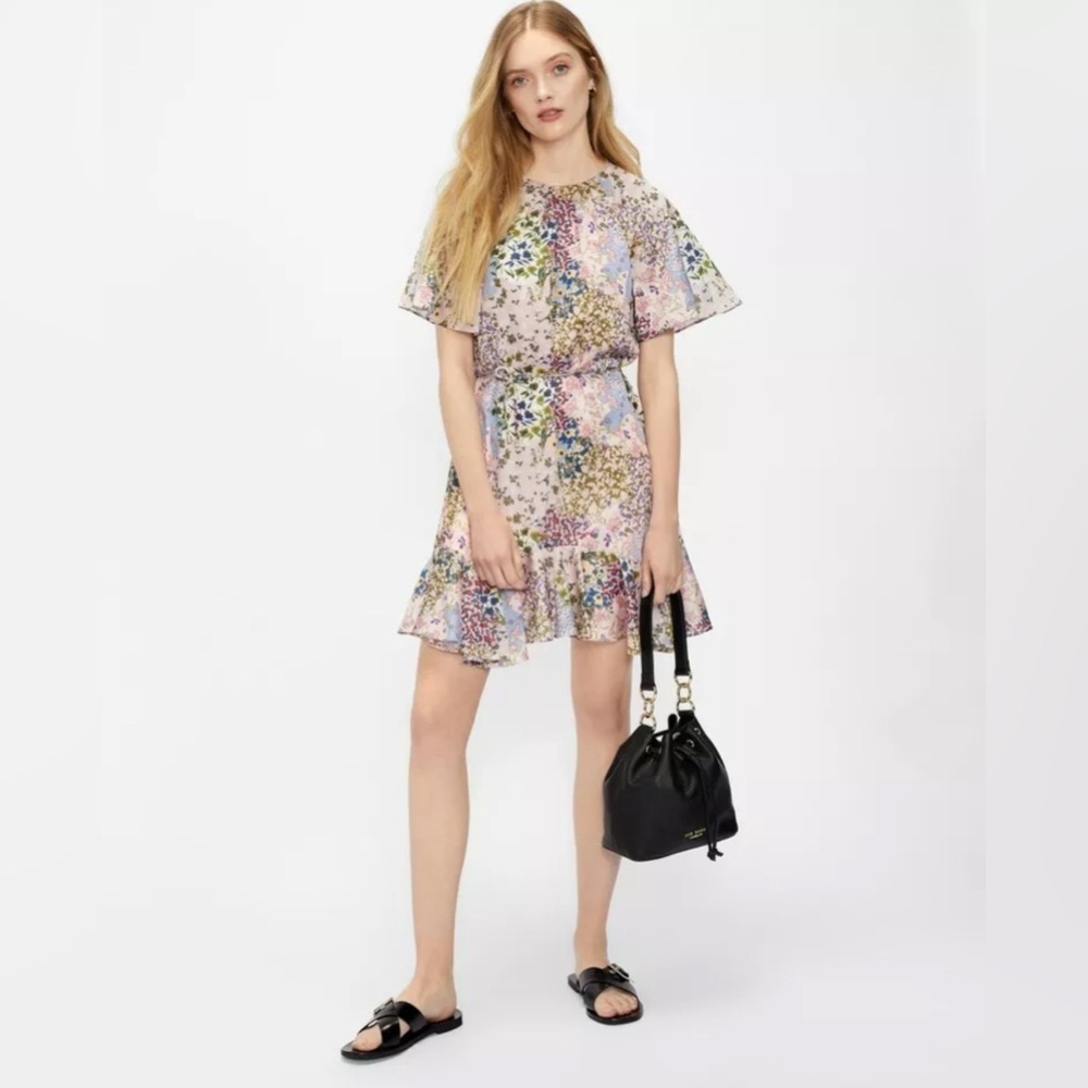 Ted Baker Lalu urban printed fluted hem mini dress, Size 2
